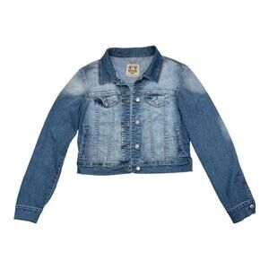 y2k Papaya cropped denim jacket with faded wash